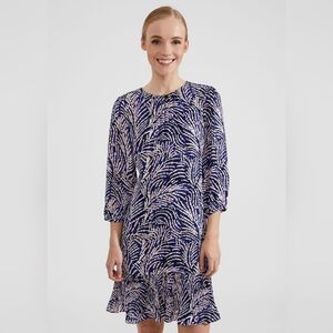 Hobs London Multicolor Blue and White Patterned Dress SZ 10 Pit To Pit 21"